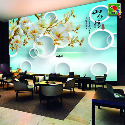 金色玉蘭映華堂 廠家直銷大型無縫壁畫，誠邀藝術空間加盟共創未來