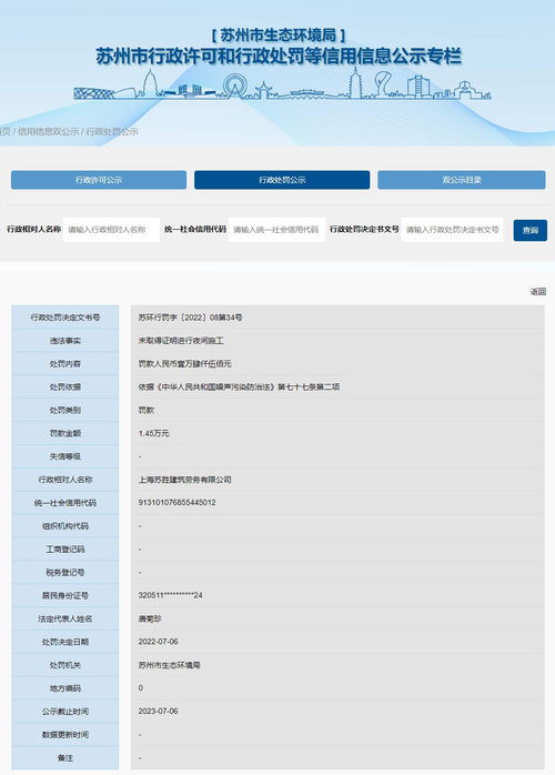 跨省聯動，蘇州生態環境局對上海蘇勝建筑勞務公司實施行政處罰
